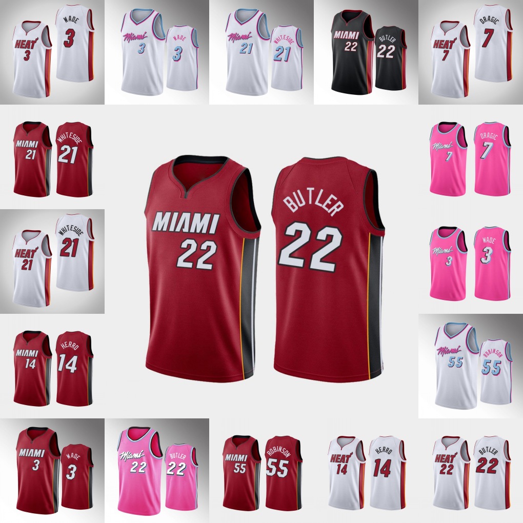 

Miami Heat Men Dwyane Wade Goran Dragic Jimmy Butler Duncan Robinson 2020 Basketball Jersey, Black
