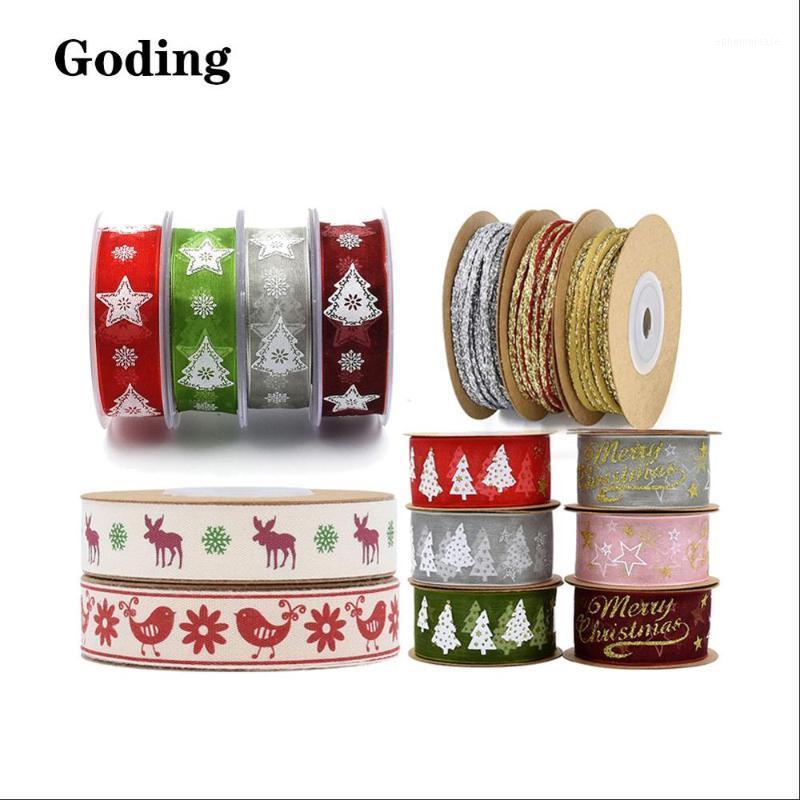 

High-End Bronzing Christmas Ribbon/Letter Ribbed Christmas Pattern/XMAS Decor/Festival Ornaments/Gift Wrapping Belt1