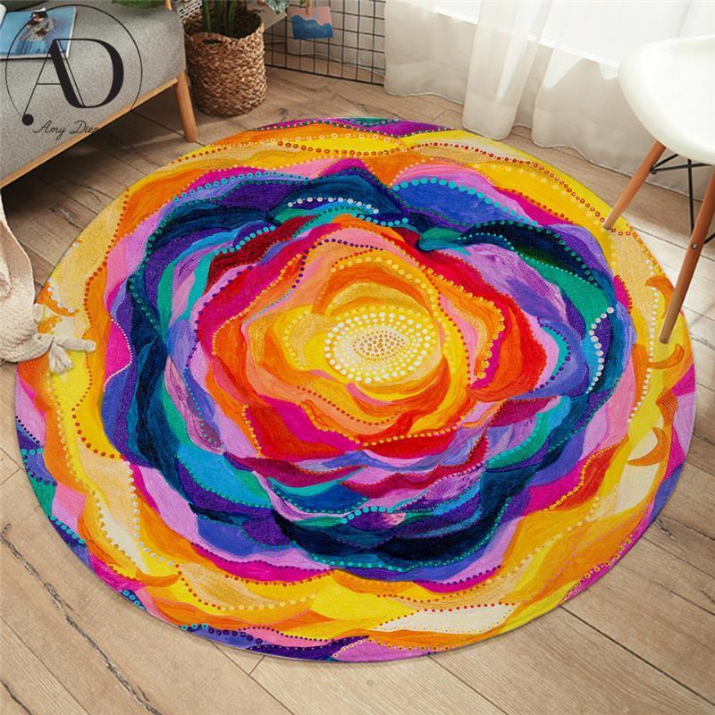 

Bloom by Amy Diener Bedroom Carpets Colorful Rose Round Area Rug for Living Room Flower Floor Rug Watercolor Art Play Mat 100cm1