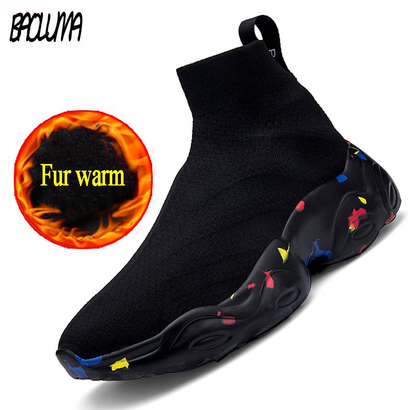 

Brand Men's Boots Plush Warm Men's Ankle Boots Unisex Women's Winter Outdoor Comfortable Women's Shoes Zapatillas Mujer, Black