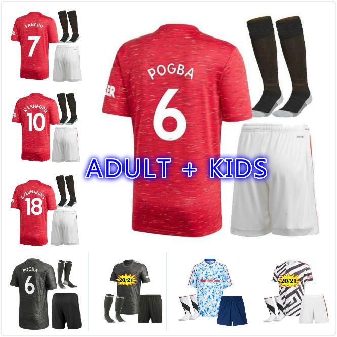 

ADULT KIDS KIT CAVANI 2020 2021 united UTD jerseys 20 21 BRUNO FERNANDES soccer jersey MARTIAL RASHFORD JAMES football shirts, Multi