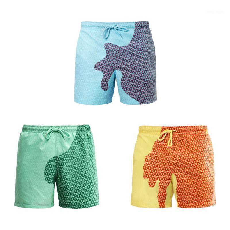 

Plaid Beach Shorts Men Magic Color Change Holidays Swimming Shorts Drawstring Bathing ShortsTrunks Swimwear Surfing Board1