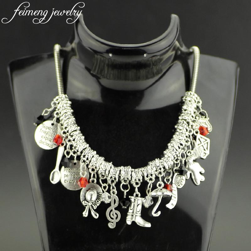 

Chokers Feimeng Jewelry Mary Poppins Choker Necklace Practically Perfect In Every Way Hat Umbrella Shoes Pendant For Women