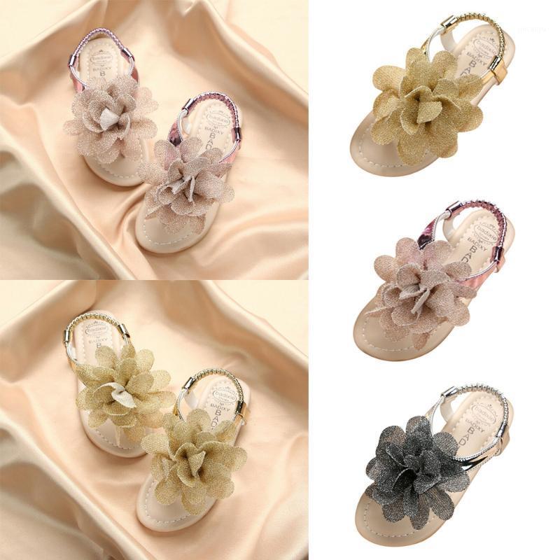 

Children Sandals Beach Shoes For Girl Kids Glitter Bling Princess Sandals Child Flower Flats Shoes Peep-toe Girl1, Gold