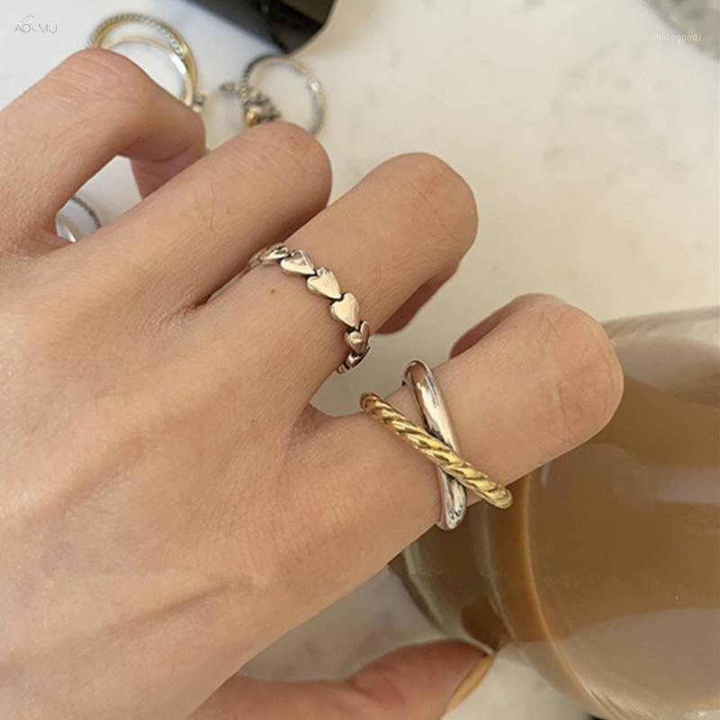 

AOMU 1PC 2020 New Fashion Hit Color Cross Twisted X Shape Metal Gold Silver Color Open Rings for Women Party Jewelry Gifts1