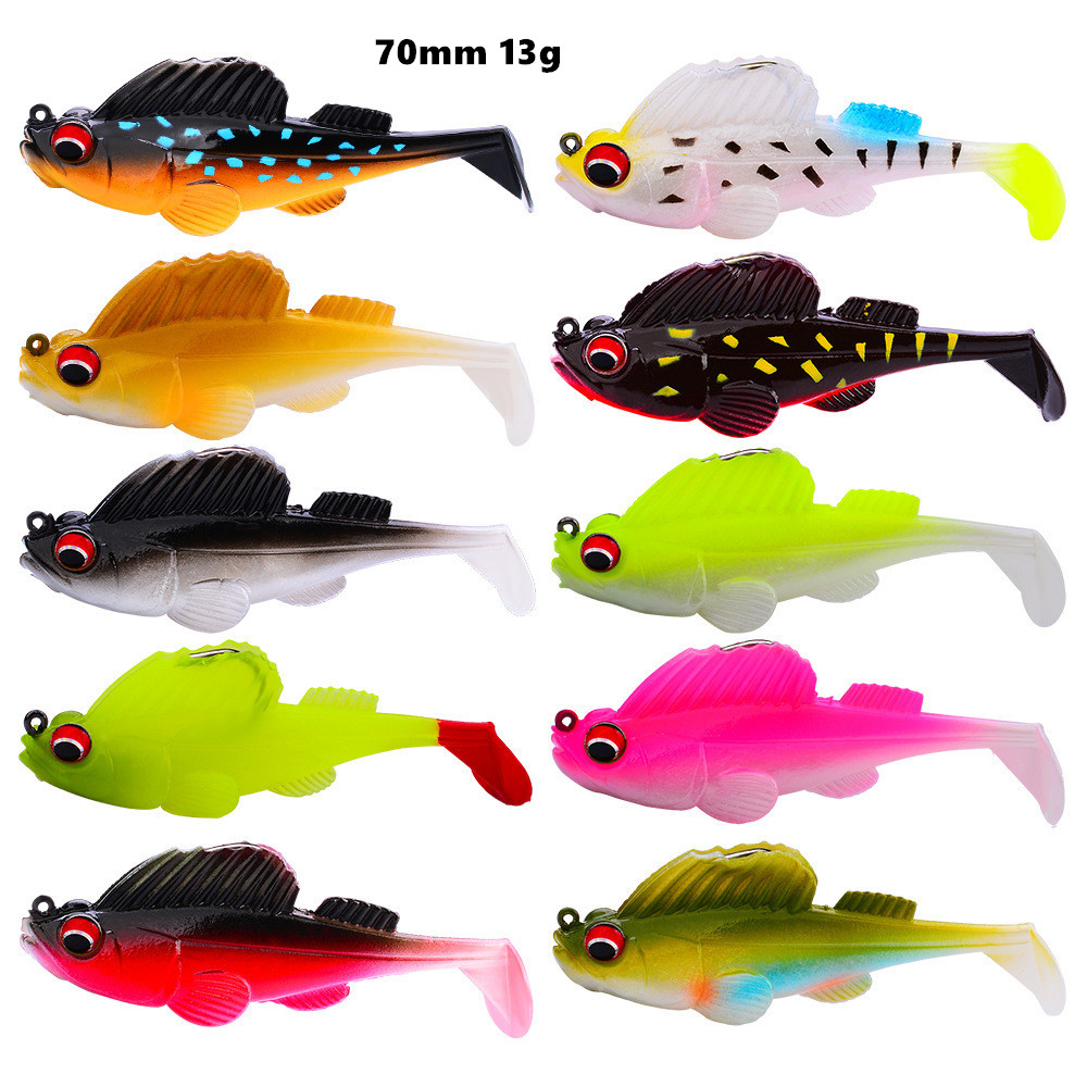 

10 Color Mixed 70mm 13g Bionic Fish Silicone Soft Baits & Lures Jigs Single Hook Fishing Hooks Fishhooks Pesca Tackle Accessories WS-036