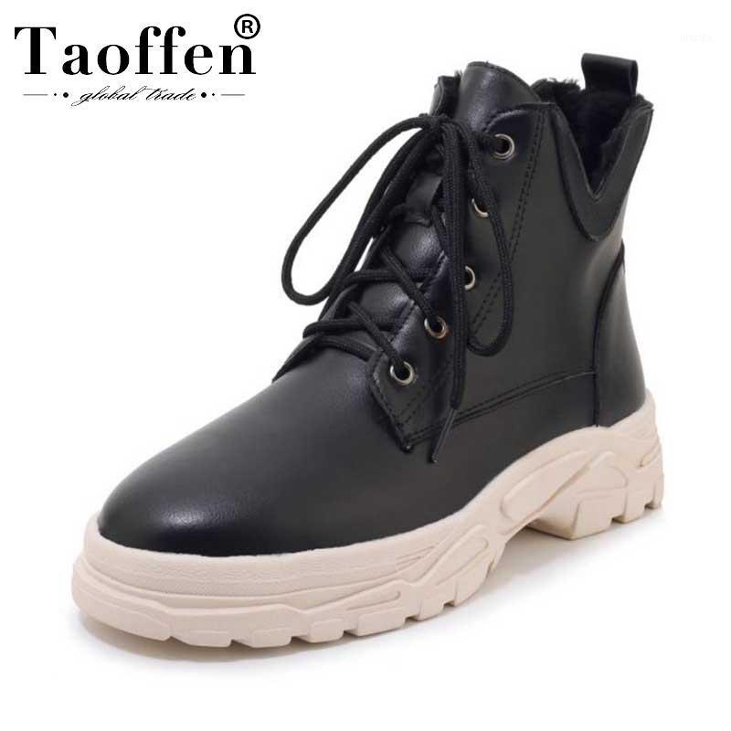 

Taoffen Size 29-46 Flats Women Ankle Boots Sexy Casual Fashion Motorcycle Boots Round Toe Black Daily Shoes Women Footwear1, Black without fur