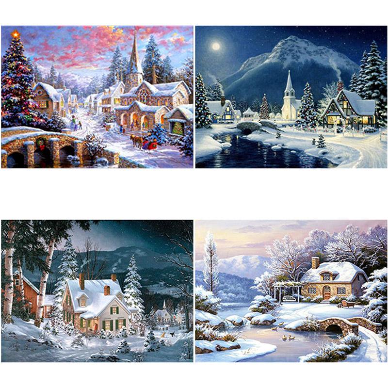 

DIY 5D Diamond Painting Snow Scenery Diamond Embroidery Winter Landscape Rhinestones Cross Stitch Full Round Mosaic Home Decor