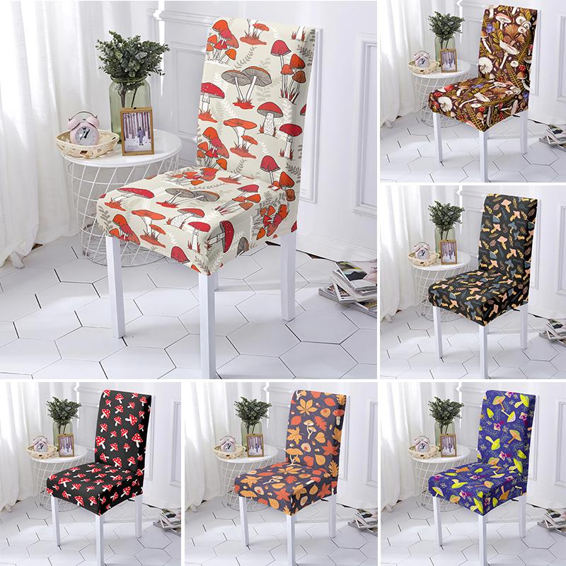 

Cute Mushroom Pattern Elastic Chair Covers Removable Washable Stretch Seat Slipcover For Banquet Dining Room Decoration