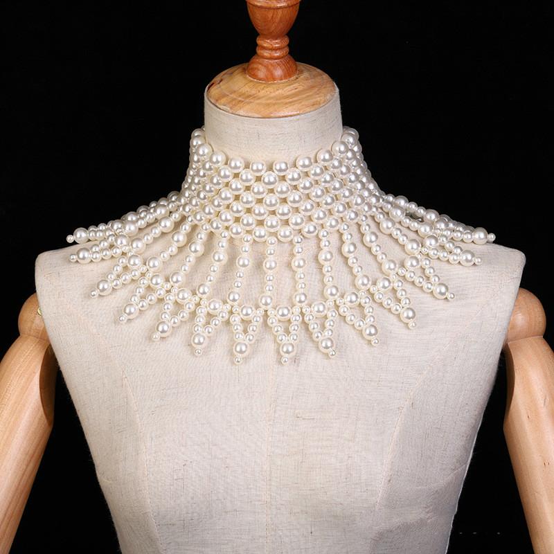 

Chokers Imitation Pearl Statement Necklaces For Women Collar Beads Choker Necklace Wedding Dress Beaded Jewelry