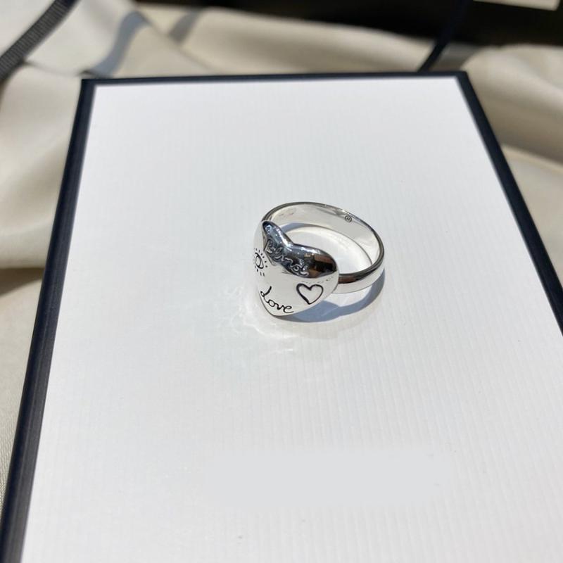 

925 sterling silver LOVE heart-shaped ring European and American fashion personality jewelry Christmas gift free shipping