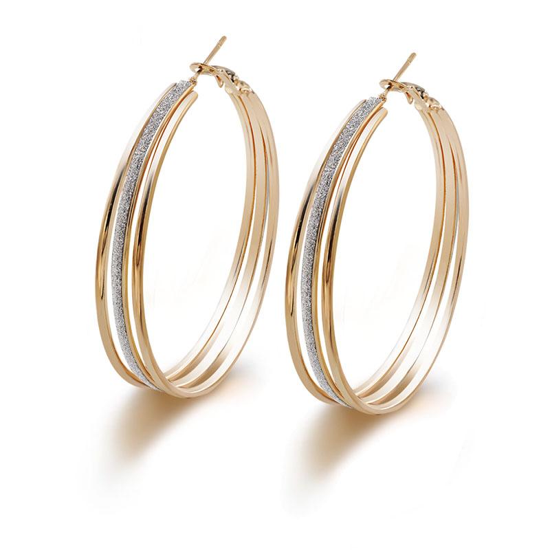 

MxGxFam 3 Circle Hoop Earrings For Women 2 Gold Color Fashion Jewelry Hot Sale