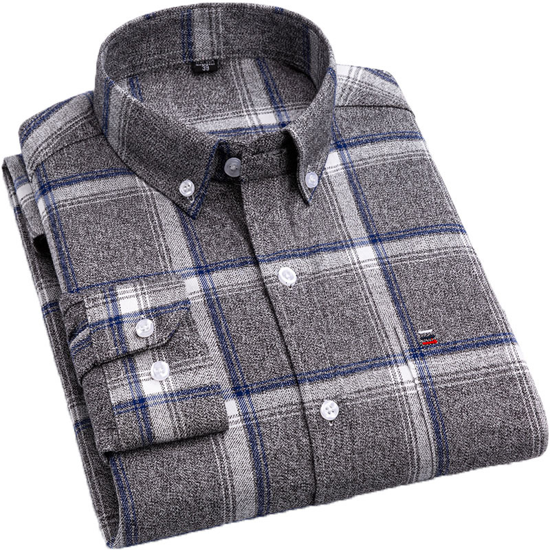 

2021 New Brand 100%cotton Chechered Casual Shirts for Men Warm Long Sleeve Plaid Winter Soft Striped Male Comfortable Shirt Fwws, 8sc-m809