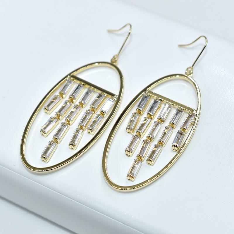 

Exaggerated needle Princess high-end slim earring long zircon earrings party all-matcharetes boucle d'oreille hoop earrings