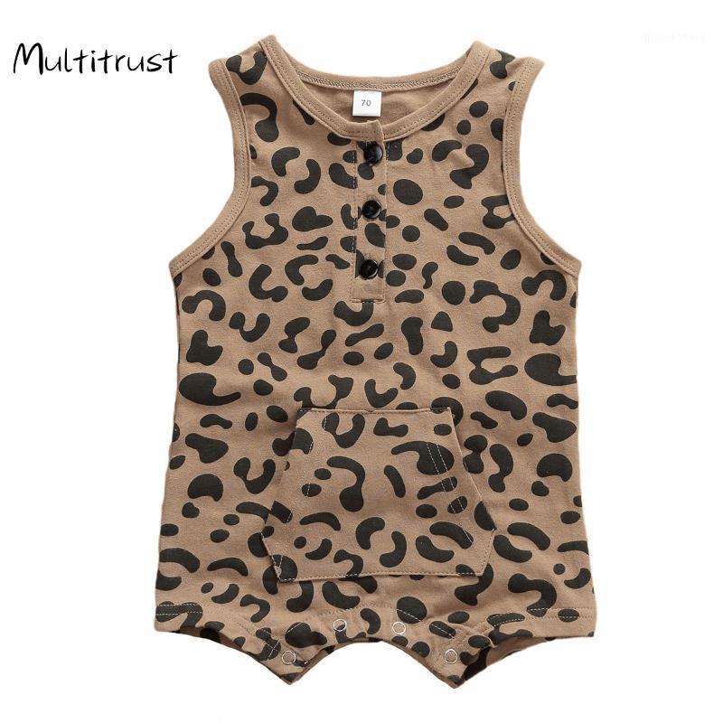 

Multitrust Baby Girls Boys Rompers Leopard Sleeveless Pocket Jumpsuits Outfits Cute Baby Boys One-piece Romper1