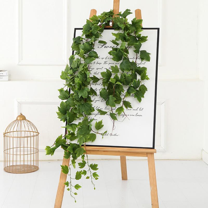 

1pc 1.7m Artificial Decoration Vivid Vine Rattan Leaf Grass Plants Grape Leaves For Home Garden Party Decor1, Green