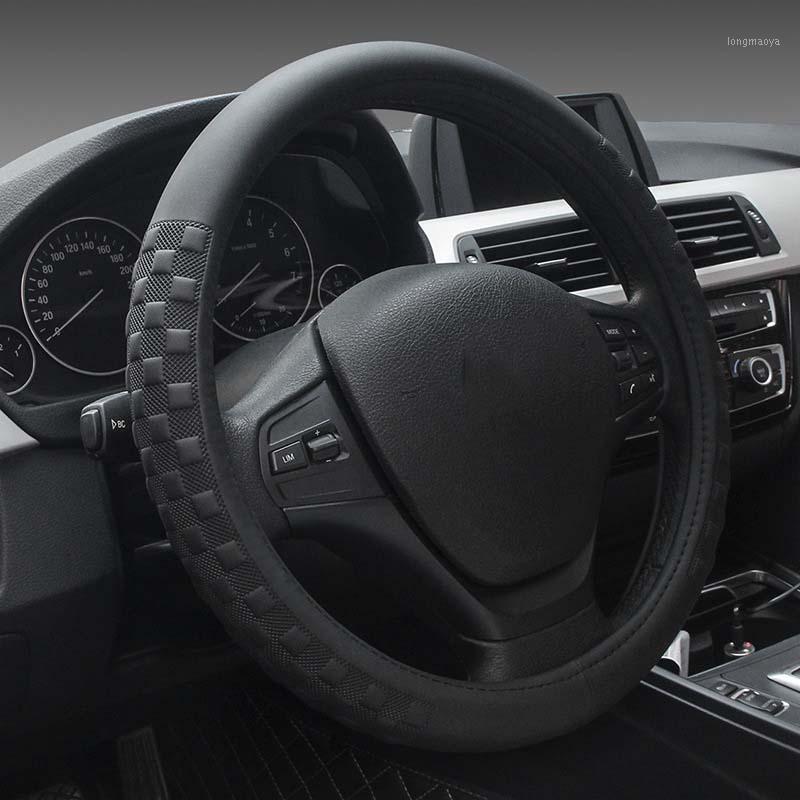 

Genuine Leather steering wheel cover sport car steering-wheel covers universal size M 38cm four season steering wheels hubs1