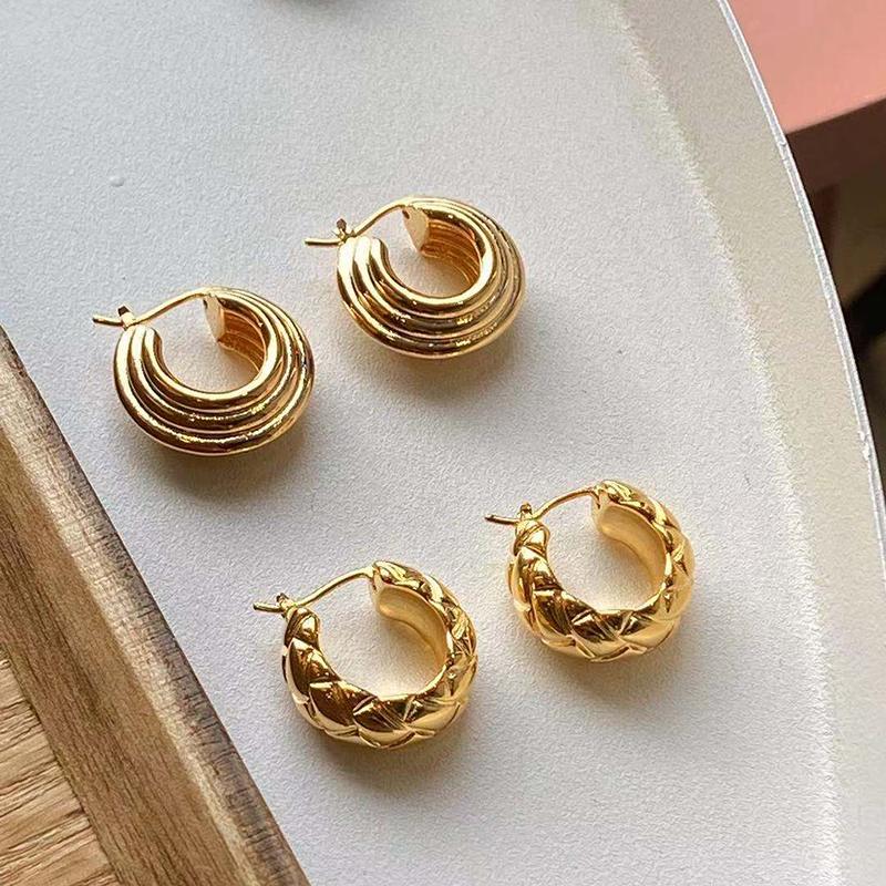 

Vintage Gold Color Metal Geometric C Shape Circle Hoop Earrings for Women Girls Minimalist Buckle Fashion Jewelry Accessories