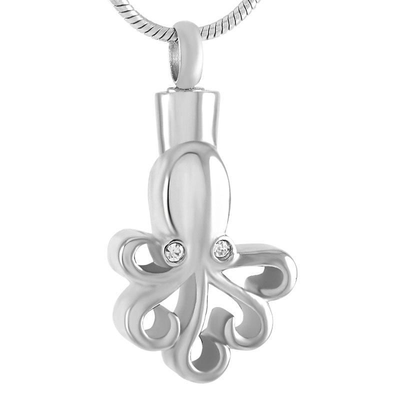 

IJD9467 Cheap Sale 316L Stainless Steel octopus Cremation Urn Pendant Hold Pet Ashes Keepsake Memorial Jewelry for Women Men