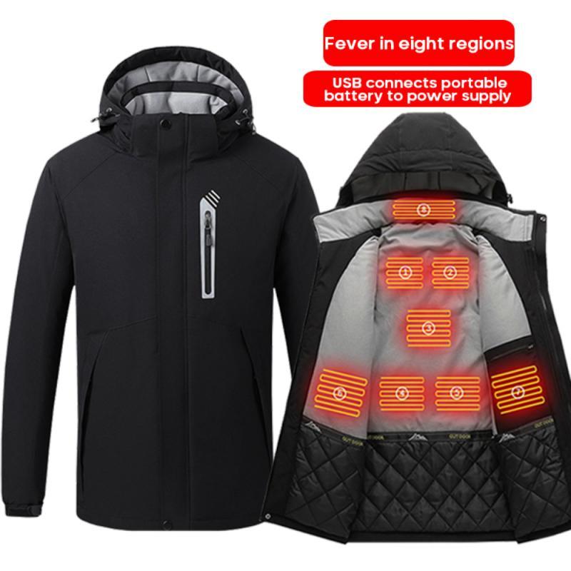 

Unisex USB Electric Heated Jackets Heat Coat Warm Hooded Coat Infrared Outdoor Heating Long Sleeve Warm Heating Coats, Green