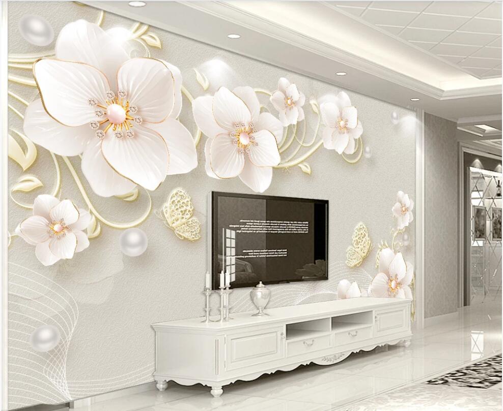 

3d wallpaper custom photo Embossed jewelry flower modern background home decor 3d wall murals wallpaper for walls 3 d living room, Non-woven wallpaper