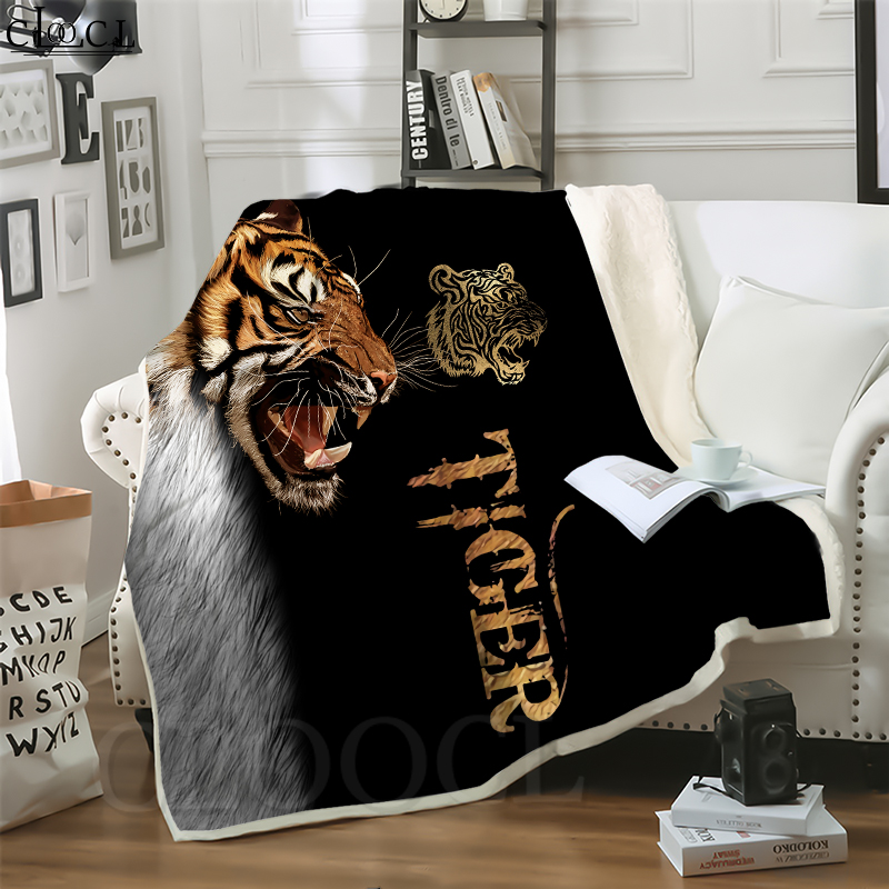 

CLOOCL Blankets Animal Tiger Beast 3D Print Sofa Travel Throw Blanket Teens Bedding Plush Quilt