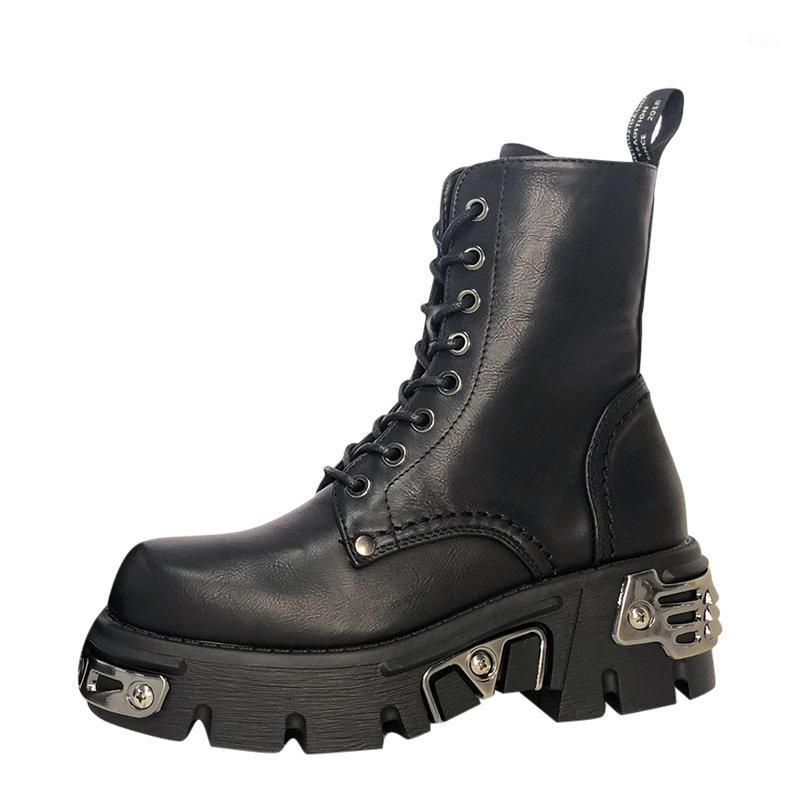 

2020 New Style Boots Lace-up Handsome Motorcycle shoes Women's Ankle All-match Platform Ins Women's Boots1, Black