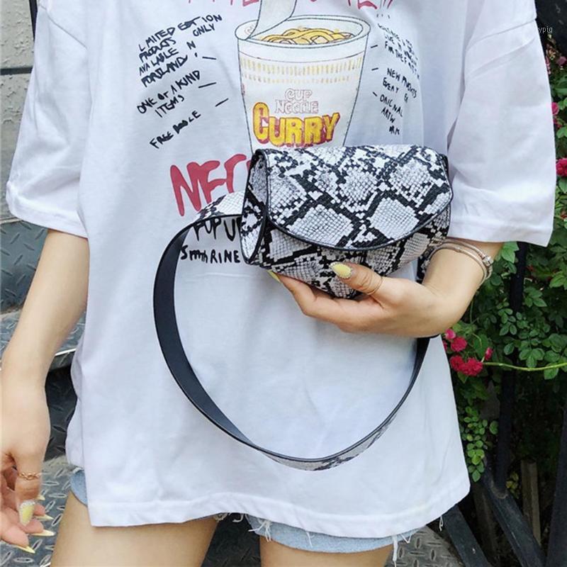 

Women Serpentine Print Fanny Pack Ladies Fashion Waist Belt Bag Mini Waist Bag PU Leather Small Shoulder Crossbody Chest Bags1, White