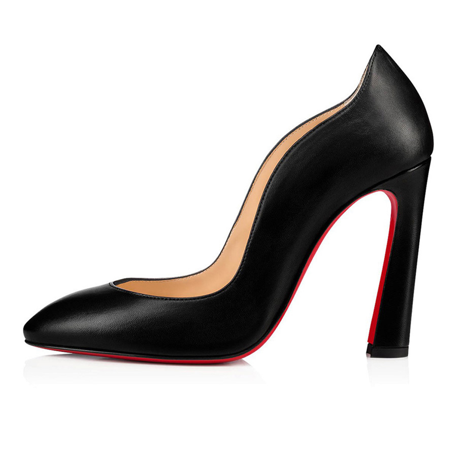 

Summer Women Sandals Red Bottom Pumps Fashion Agneska 85-100 mm Sexy Lady Black Matte Leather Coarse Heel Designer High Heels Classic Wedding Party Sandal Box EU 35-43, #2