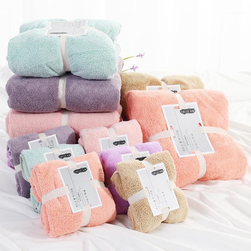 

2pcs Japanese solid color coral velvet bath towel super children outdoor blanket1, Green