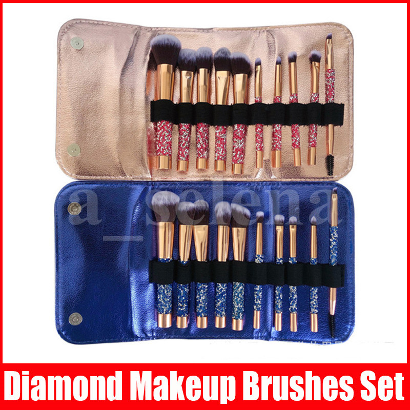 

Diamond Makeup brushes 10pcs/set cosmetics brush with Bag Professional Makeup brush Powder Eye Brushes Kit