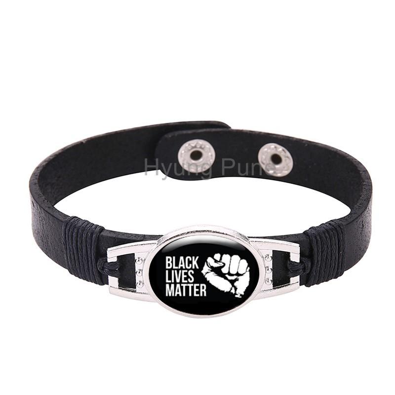 

Adjustable Black Leather Snap Button Black Lives Matter Bracelet For Men Women ,Drop Shipping!