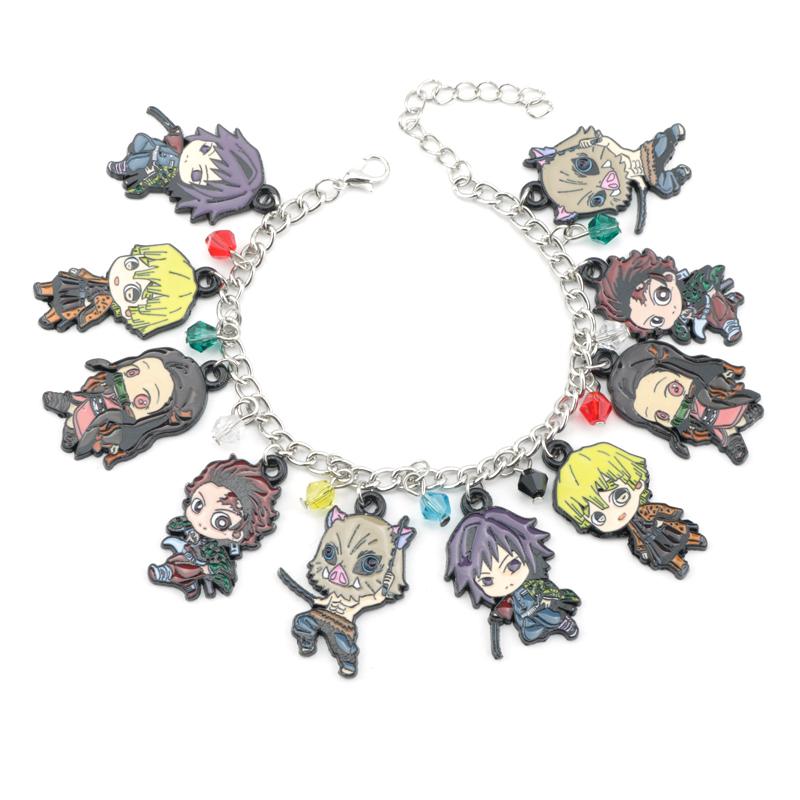 

Charm Bracelets Anime Demon Slayer Men Kimetsu No Yaiba Kamado Tanjirou Metal Bangle For Fans Cosplay Cartoon Cute Character