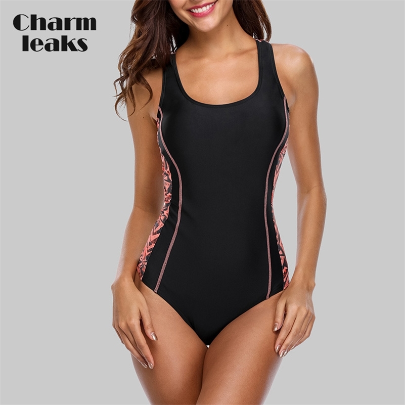 

Charmleaks One Piece Women Sports Swimsuit Sports Swimwear Padded Bikini Backless Beach Wear Bathing Suits Monokini Y200319, Nav