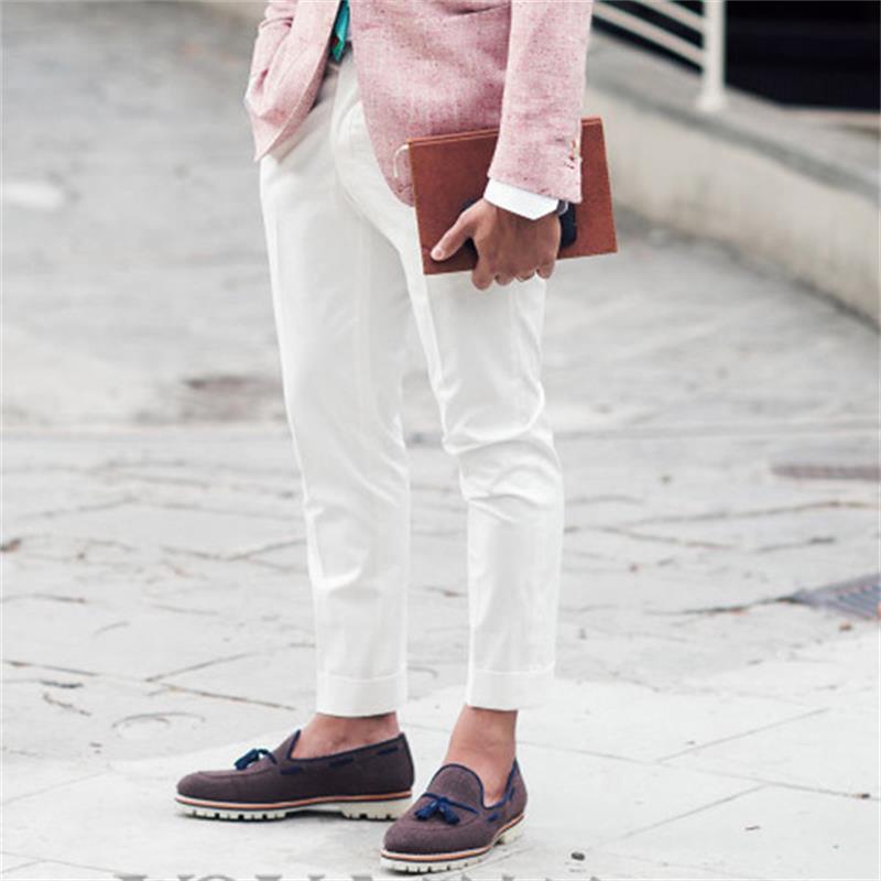 

Men' Harem Pants European and American Pure White 2020 Spring and Autumn Curled Slim Pants Cropped Casual, Black