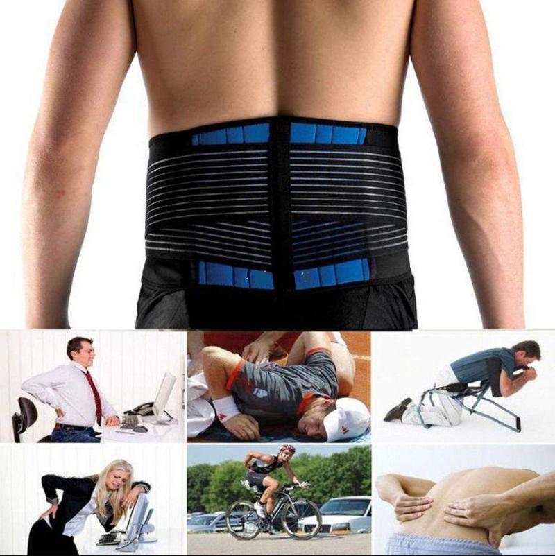 

Adjustable Neoprene Double Pull Lumbar Lower Back Support Brace Lumbar Waist Belt Support Brace Pain Relief Band Waist Belt, As pic