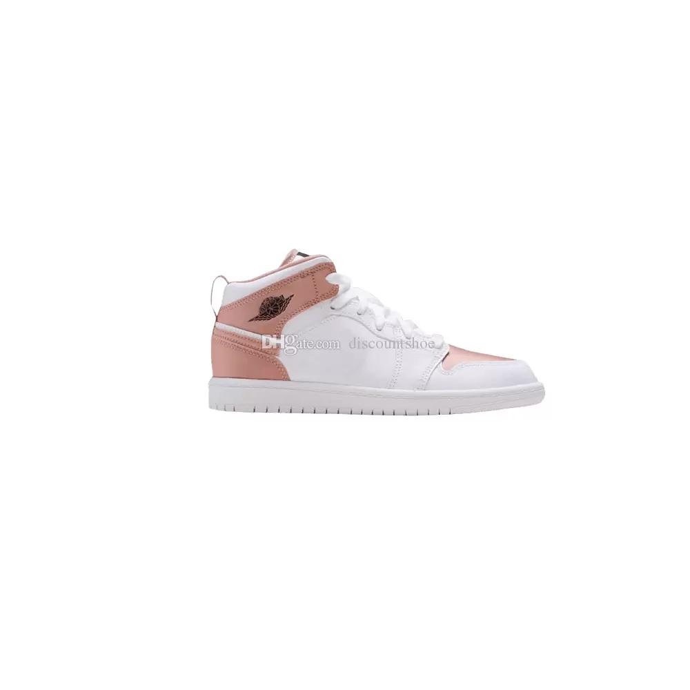 

jumpman 1 Mid White Rose Gold Basketball Shoes 1s Men Women Sneakers High quality SKU:640737 190 (Delivery within 24 hours), Sku 554724 062