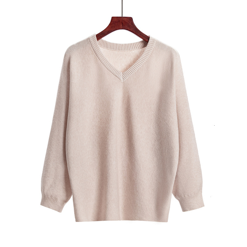 

2021 New v Neck Women Sweater Autumn Winter Basic Thick Warm Jumper Femme Christmas Sweaters Ribbed Knitted Pullover Tops B1xk, Brown