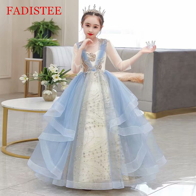 

FADISTEE Girl dress Flower Girl Dresses lace Baby Girl Infant Dress Kids Formal Wear girls dress Floor-Length Tulle and Lace, Same as image