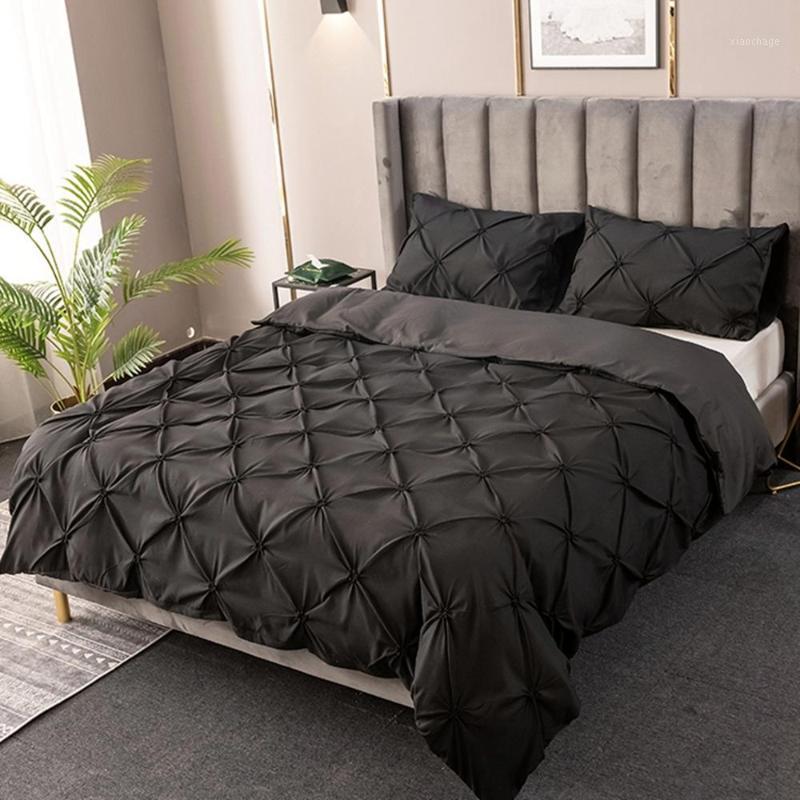 

Solid Color Duvet Cover With Pillowcase Single Double King Size Home Textile Bedding Set Quilt Cover Men Women Bed Linen Sheet1, White (marble)