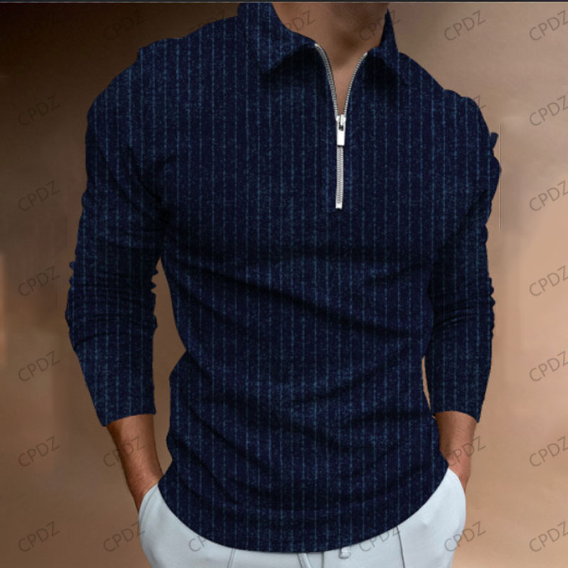 

Luxury Designer Mens Polo casual T Shirt Bohemian Street business affairs Style printed Zipper collar lattice long sleeve XXXL top blura pattern blouse, P25