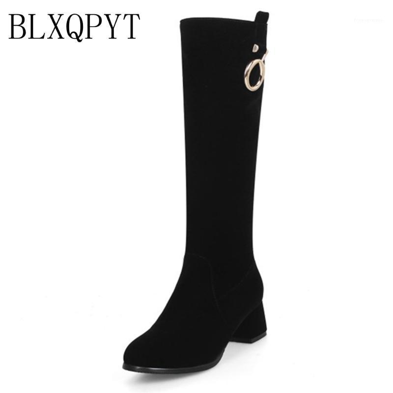 

BLXQPYT summer Winter New High Heel Boots Leisure Elegant Heels Sexy Women Shoes Round Toe Thin Heel 5CM Leather Boots 20561, Black