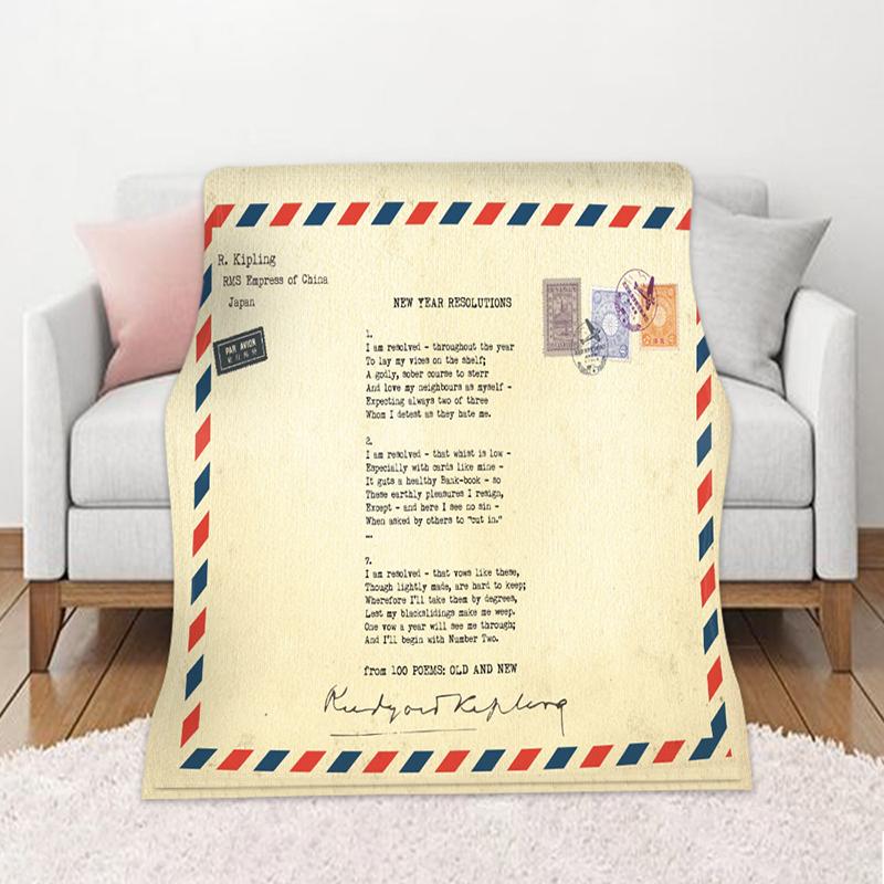 

Fleece Blanket Message Letter 3D Printed Flannel Blanket Quilts for Home Bed Sofa Air Conditioning Room @LS