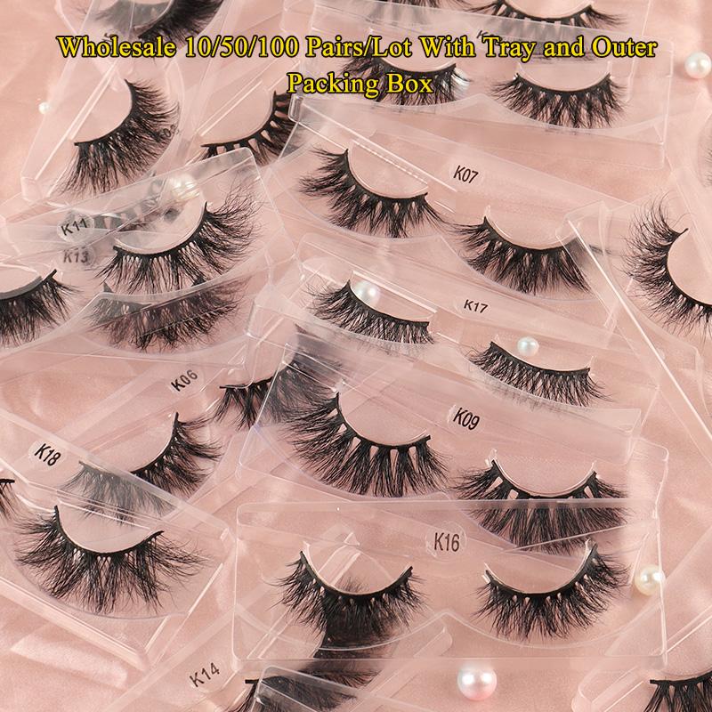 

10/50/100Pairs/Lot Lashes Mink Eyelashes Bulk Wholesale Fluffy Volume Soft Wispy 3D Mink Eye Lash Full False Eyelash