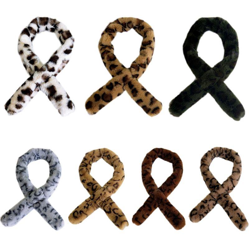 

5x85cm Women Faux Fur Collar Neckerchief Scarf Leopard Print Neck Warmer