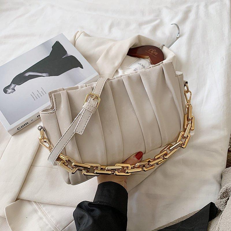 

New underarm bag hand bag double chain thick chain fashion hand, Black