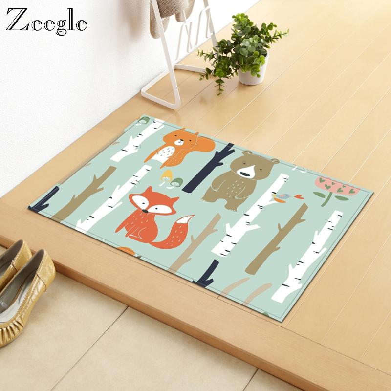 

Zeegle Cartoon Doormat Rug Anti-slip Hallway Mat Home Door Entrance Mat Creative Floor Rug Flannel Funny Printing Doormat, P49