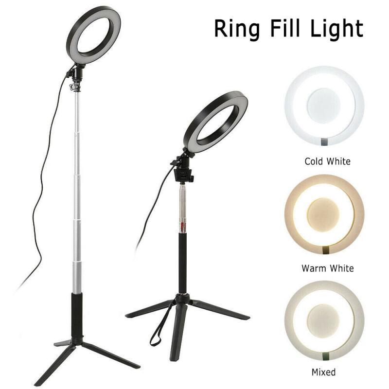 

16/20cm Professional LED Fill Light with Tripod Stand Dimmable 3 Colors Light Source Flexible Adjustable Lights for Selfie Video