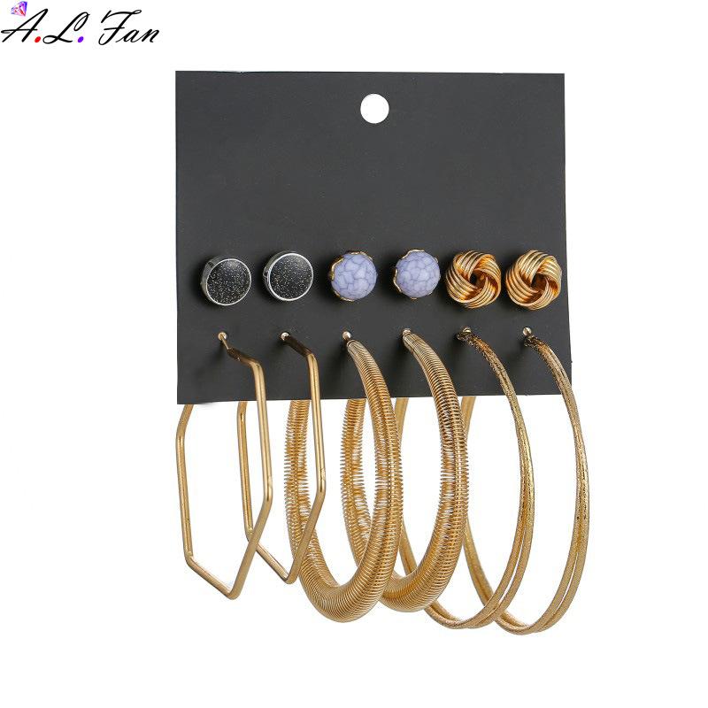 

Hot Sale Exaggerated Big Circle Earrings Set New Fashion Pearl Earrings Conch Shell Irregular Women Accessories sexy