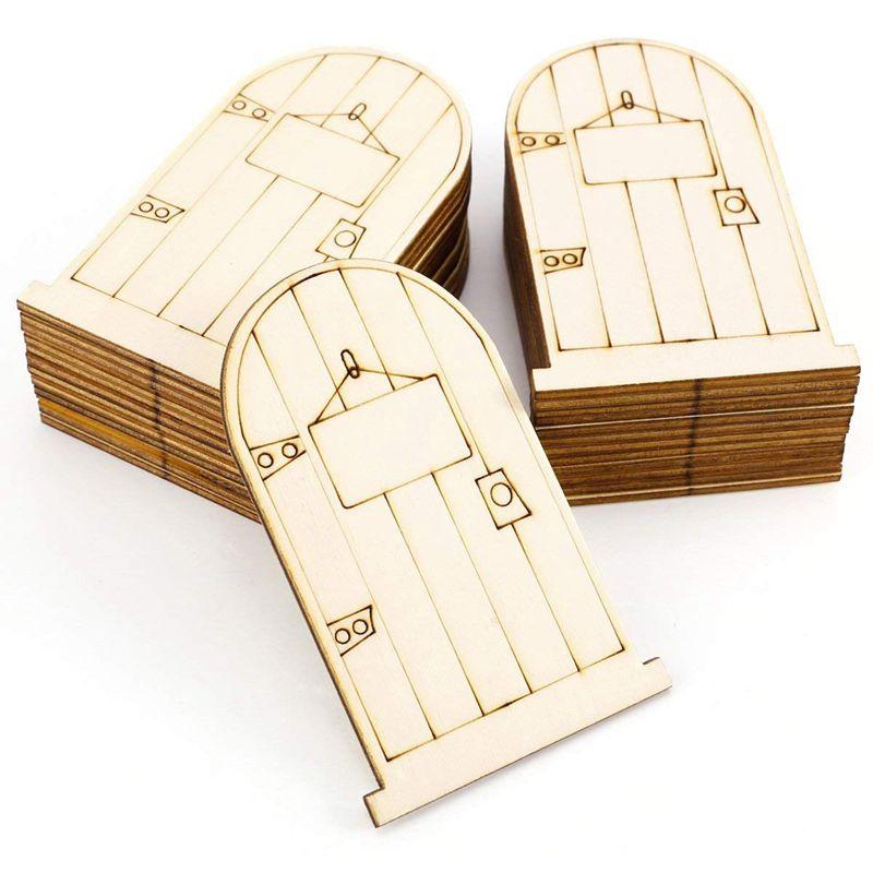 

set of 25 Laser-Cut wooden fairy faerie elf doors unpainted with plaque